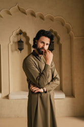 OSKAR OLIVE GREEN MENS STITCHED