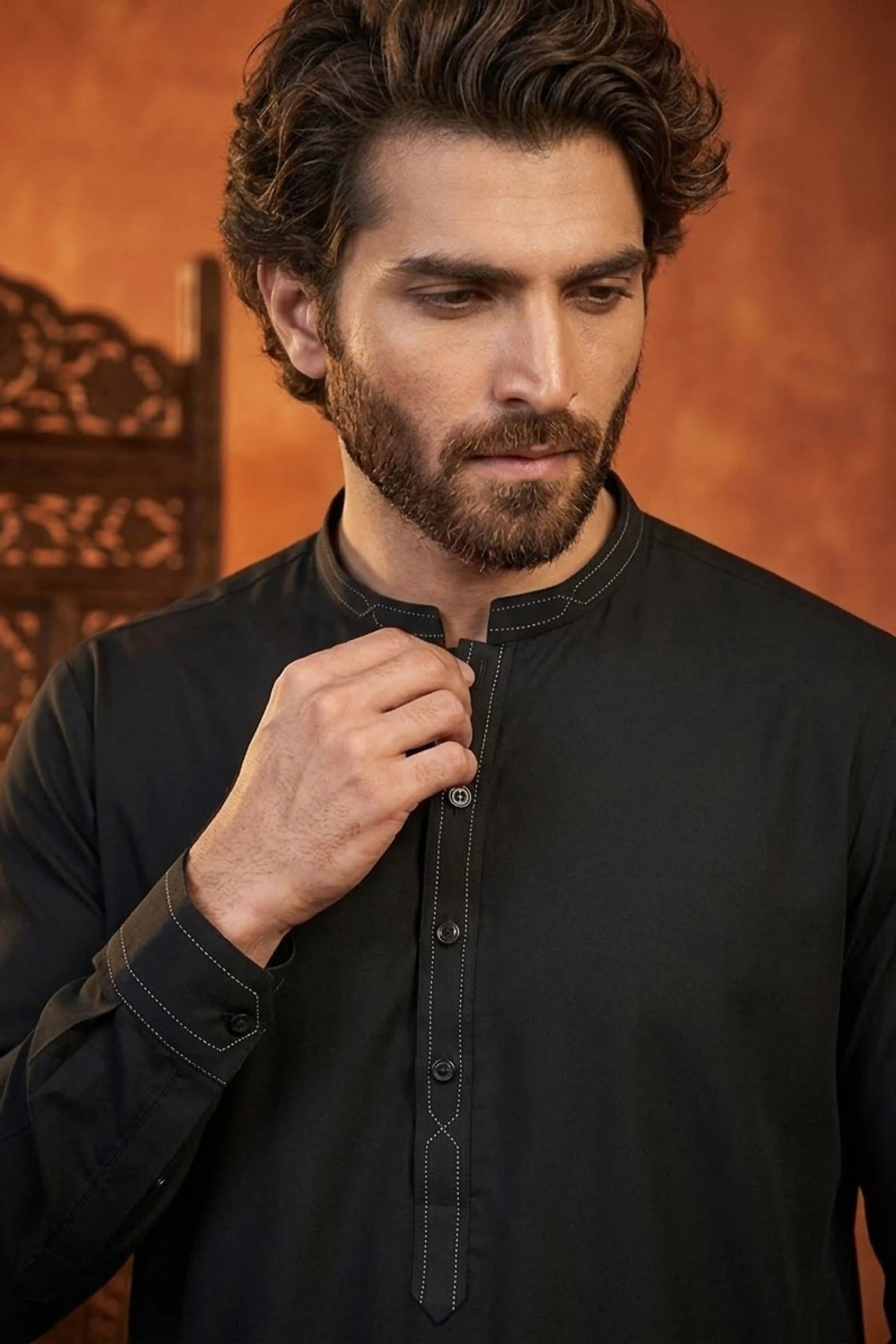 BLACK MENS STITCHED