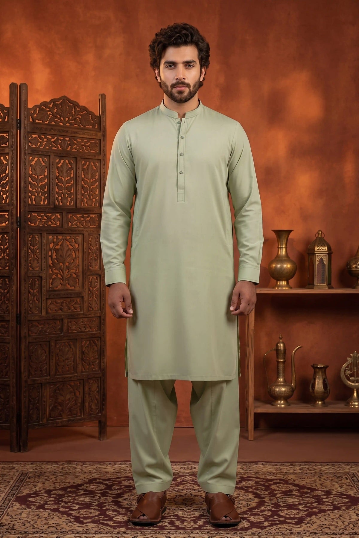 PISTACHIO GREEN MENS STITCHED